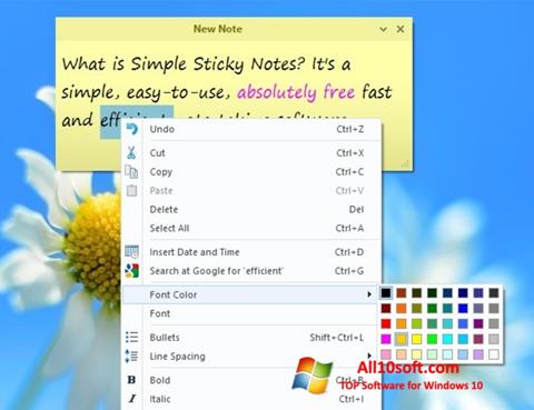 Ekraanipilt Simple Sticky Notes Windows 10