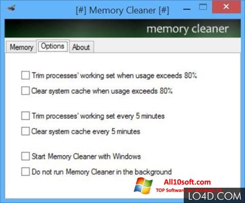 Ekraanipilt Memory Cleaner Windows 10