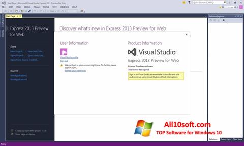 Ekraanipilt Microsoft Visual Studio Windows 10