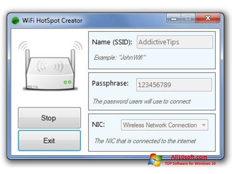 Ekraanipilt Wi-Fi HotSpot Creator Windows 10