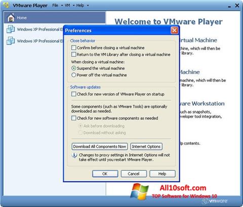 Ekraanipilt VMware Player Windows 10