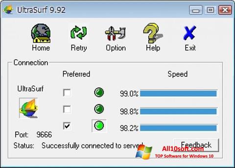 Ekraanipilt UltraSurf Windows 10