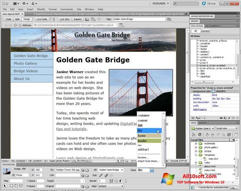 Ekraanipilt Adobe Dreamweaver Windows 10