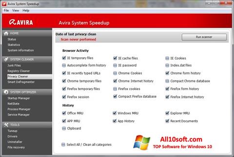 Ekraanipilt Avira System Speedup Windows 10