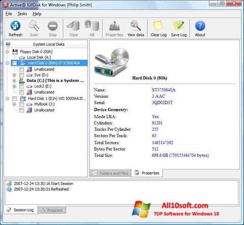 Ekraanipilt Active KillDisk Windows 10