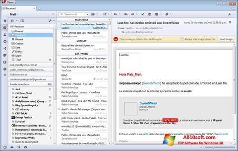 Ekraanipilt Opera Mail Windows 10