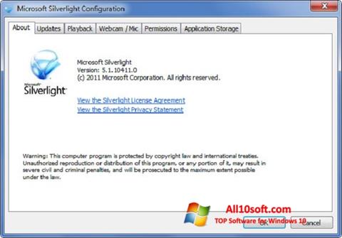 Ekraanipilt Microsoft Silverlight Windows 10