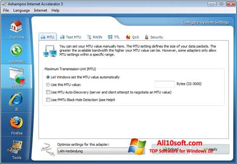 Ekraanipilt Ashampoo Internet Accelerator Windows 10