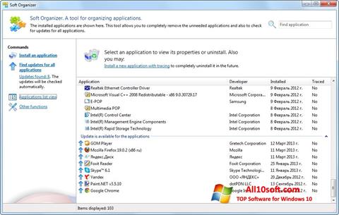 Ekraanipilt Soft Organizer Windows 10
