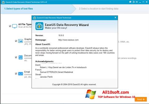 Ekraanipilt EaseUS Data Recovery Wizard Windows 10