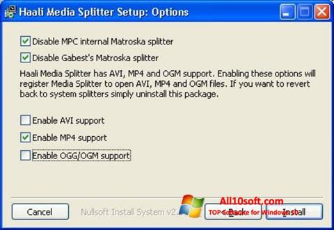 Ekraanipilt Haali Media Splitter Windows 10
