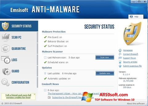 Ekraanipilt Emsisoft Anti-Malware Windows 10
