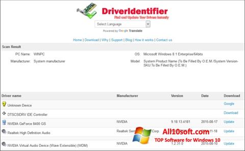 Ekraanipilt Driver Identifier Windows 10