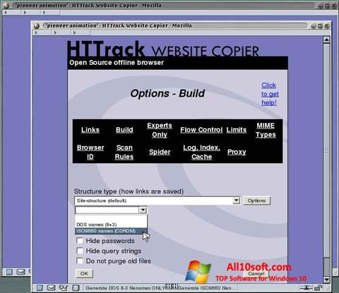 Ekraanipilt HTTrack Website Copier Windows 10