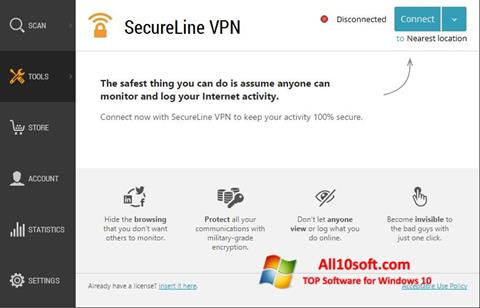 Ekraanipilt Avast SecureLine VPN Windows 10