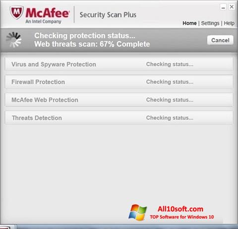 Ekraanipilt McAfee Security Scan Plus Windows 10