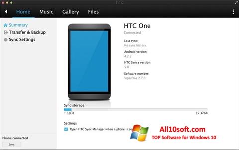 Ekraanipilt HTC Sync Windows 10