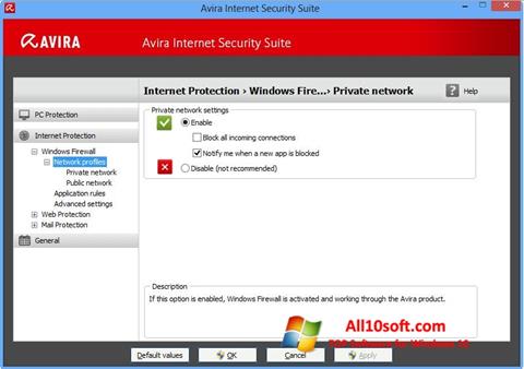 Ekraanipilt Avira Internet Security Windows 10