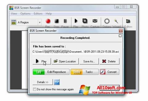 Ekraanipilt BSR Screen Recorder Windows 10