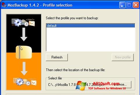 Ekraanipilt MozBackup Windows 10