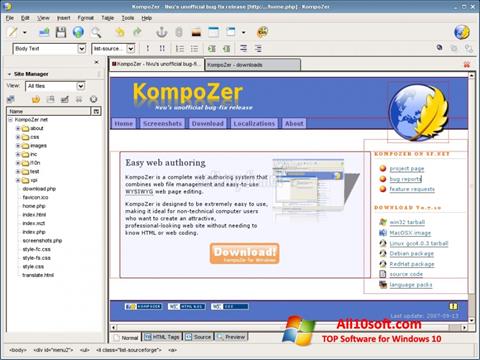 Ekraanipilt KompoZer Windows 10