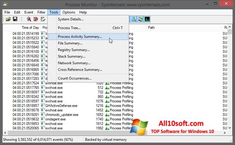 Ekraanipilt Process Monitor Windows 10
