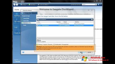Ekraanipilt Seagate DiscWizard Windows 10