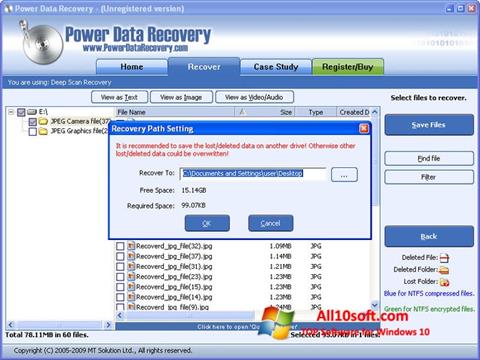 Ekraanipilt Power Data Recovery Windows 10