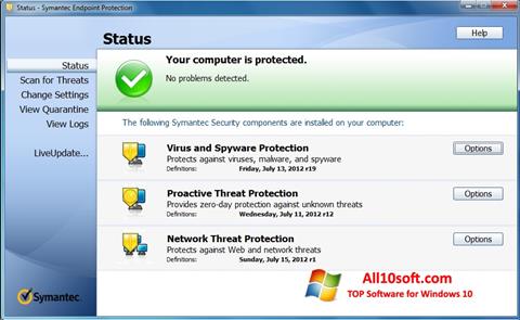 Ekraanipilt Symantec Endpoint Protection Windows 10