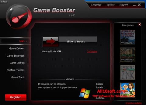 Ekraanipilt Game Booster Windows 10