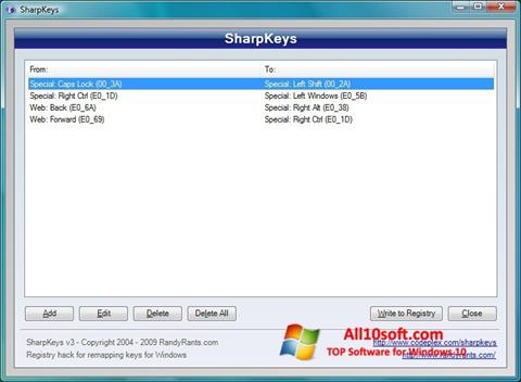 Ekraanipilt SharpKeys Windows 10